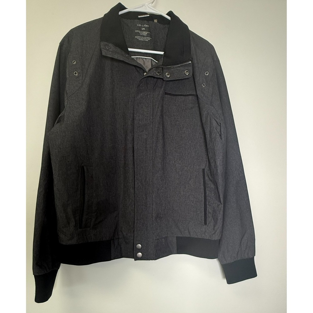 Calvin Klein Mens Water Resistant Wind Protection Shell Jacket SZ-L Heather Gray - Picture 2 of 10